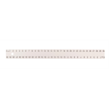 30cm White Plastic Ruler (cm 0-30) / 
R?gle blanche en plastique de 30 cm (cm 0-30)