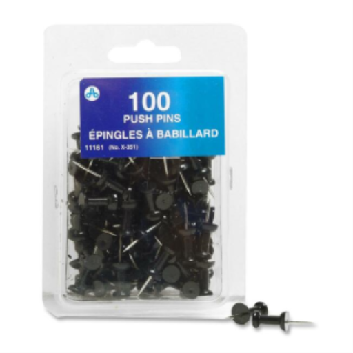 Push Pins Black, 100/Box / Bulletin Board Pins Black, 100 per box
