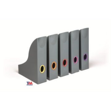 DURABLE VARICOLOR Magazine File Holder, Color Coded Organizer, GRAY/MULTICOLOR - 5 PK