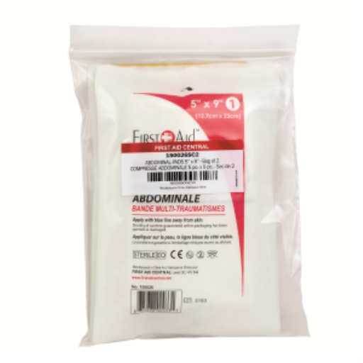 Compresse pour traumatisme abdominal, 12,7 x 22,9 cm (5 po x 9 po), 2 par sachet