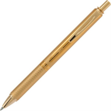 EnerGel Alloy Retractable Premium Liquid Gel Pen, (0.7mm) Metal Tip, Gold Barrel, Black Ink