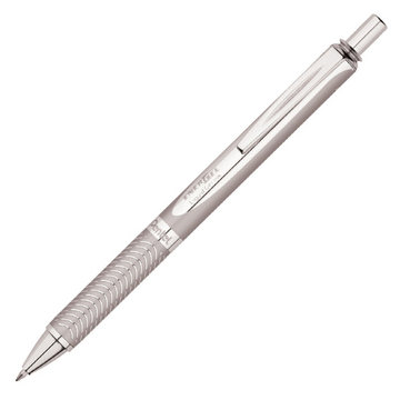 EnerGel Alloy Retractable Liquid Gel Pen, (0.7mm) Metal Tip, Silver Barrel, Black Ink