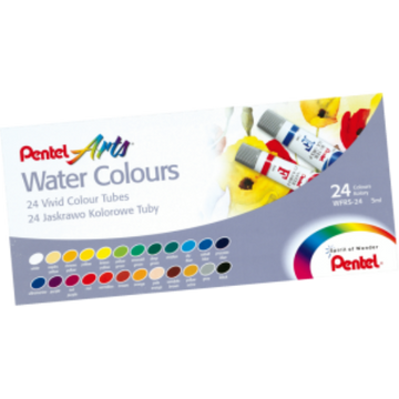 Pentel Arts Water Colours Assorted Colours, 24 Colour Pack