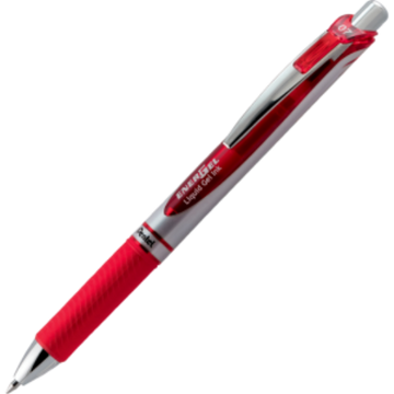EnerGel Retractable Gel Roller, (0.7mm) Metal Tip, Red Ink