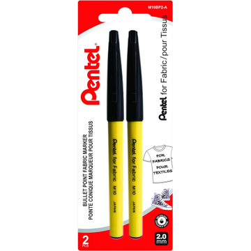 Permanent Fabric Marker (2.0mm), Black Ink, 2PC Pack