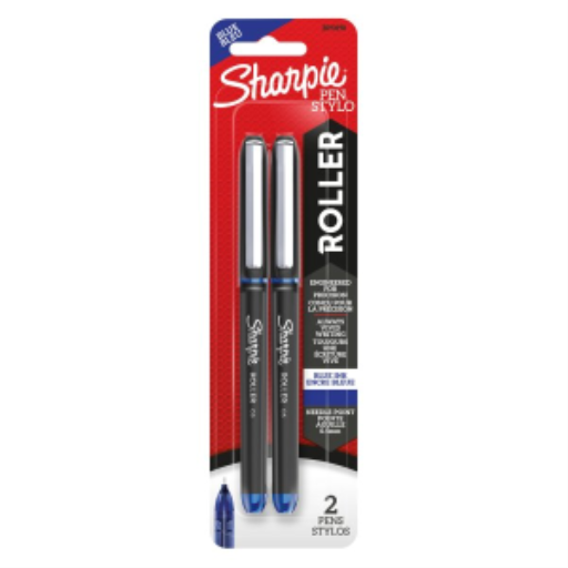 Sharpie Rollerball Pen, Needle Point (0.5 mm) Precision Pen, Blue Ink, 2 Count