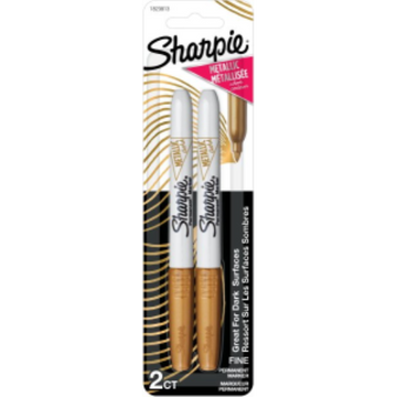 Sharpie Metallic Permanent Markers, Fine Point, Gold, 2 Count