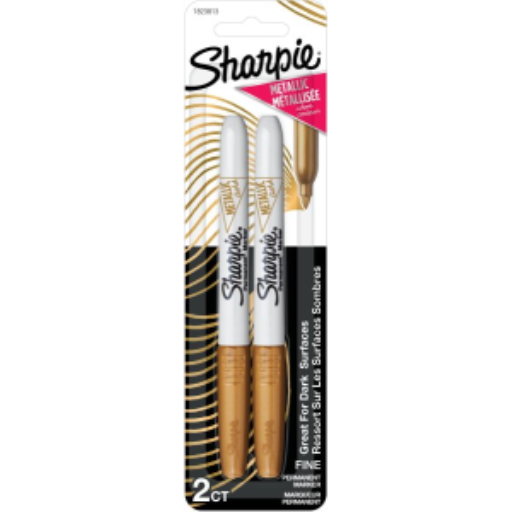 Sharpie Metallic Permanent Markers, Fine Point, Gold, 2 Count
