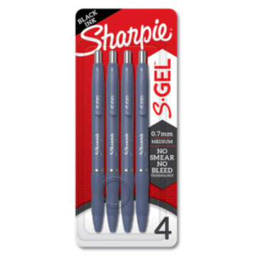 Sharpie S-Gel, Gel Pens, Medium Point (0.7mm), Moonlit Midnight Barrel, Black Ink, 4 Count