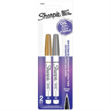 Sharpie Oil-Based Paint Markers, Extra Fine Point, Metallic Gold and Silver, 2 Count