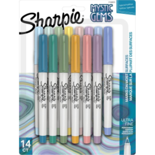 Sharpie Permanent Markers, Mystic Gem Special Edition, Ultra Fine Point, Assorted Colors, 14 Count