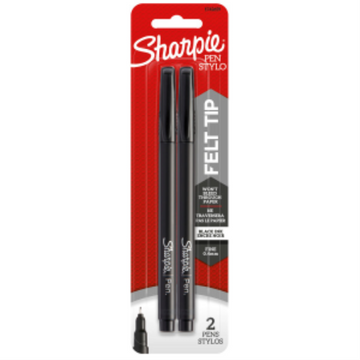 Sharpie Pens, Felt Tip, Fine Point (0.4 mm), Black, 2 Count