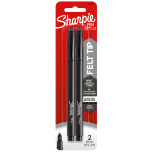 Sharpie Pens, Felt Tip, Fine Point (0.4 mm), Black, 2 Count