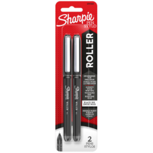 Sharpie Rollerball Pen, Needle Point (0.5 mm) Precision Pen, Black Ink, 2 Count