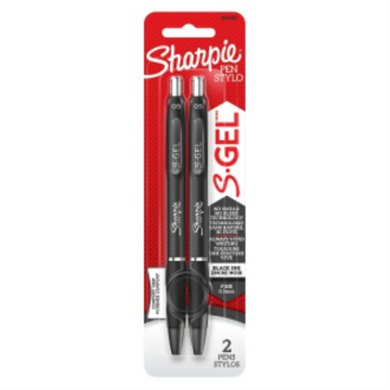Sharpie S-Gel, Gel Pens, Fine Point (0.5 mm), Black Ink Gel Pen, 2 Count