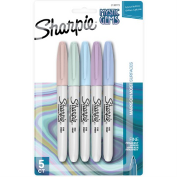 Sharpie Permanent Markers, Mystic Gem Special Edition, Fine Point, Assorted Colours, 5 Count