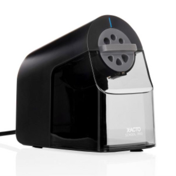 X-ACTO Pencil Sharpener, School Pro Electric Pencil Sharpener, With Six Size Dial, XL Shavings Bin, Black, 1 Count