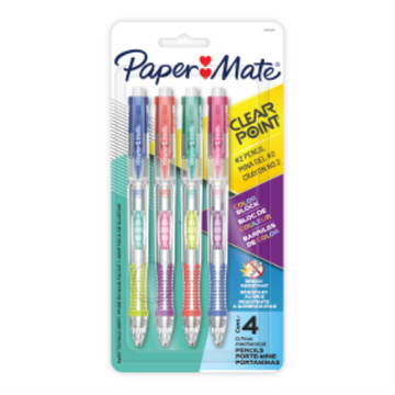 Paper Mate Clearpoint Mechanical Pencil, Break-Resistant, Colour Block Edition, HB #2 Lead (0.7mm), 4 Count