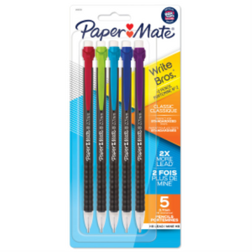 Paper Mate Mechanical Pencils, Write Bros. Classic #2 Pencil, Great for Standardized Testing, 0.7 mm, 5 Count