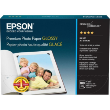 Epson Premium Photo Paper Glossy, 4x6, 100 sheetsS04