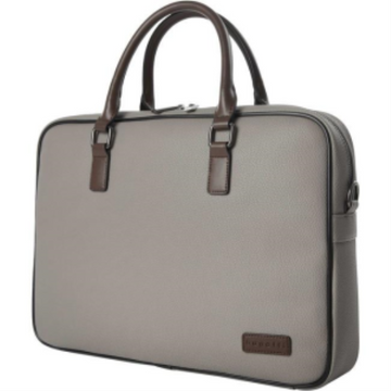 Bugatti Contrast EXB2161BU Slim Laptop Briefcase ? Pebble Grain Vegan Leather 14.1" Grey
