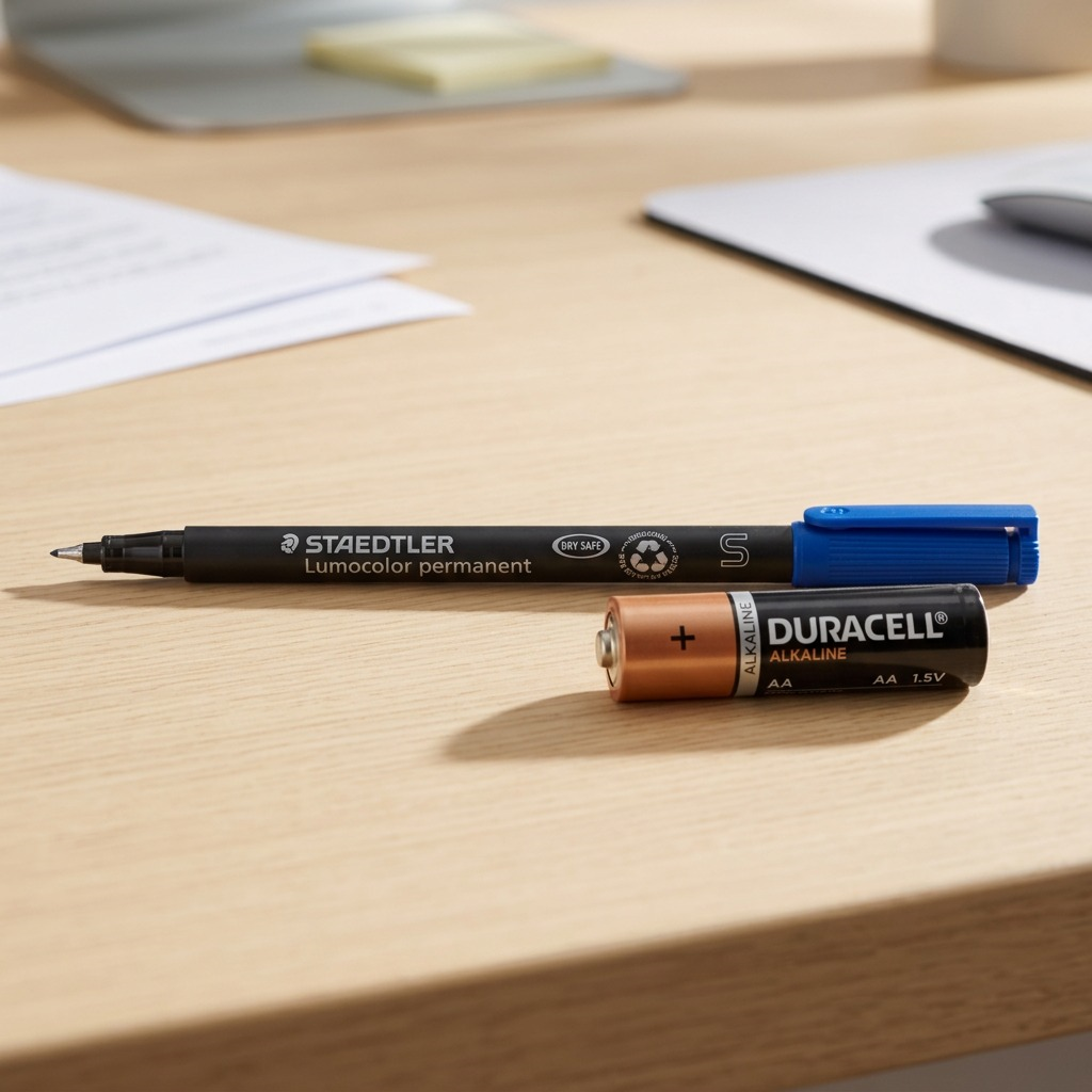 A high-resolution ecommerce hero shot of the blue STAEDTLER permanent marker with a clean shadow.