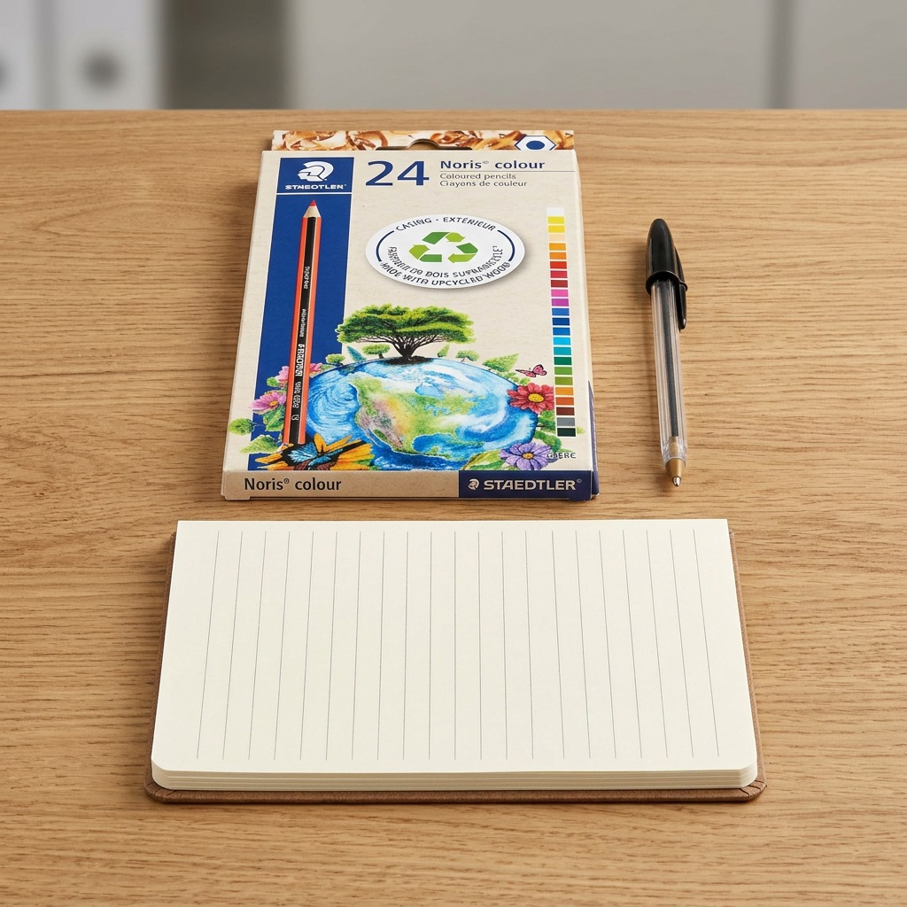 STAEDTLER Noris Colour 24-pack of coloured pencils, pure retail hero shot on white.