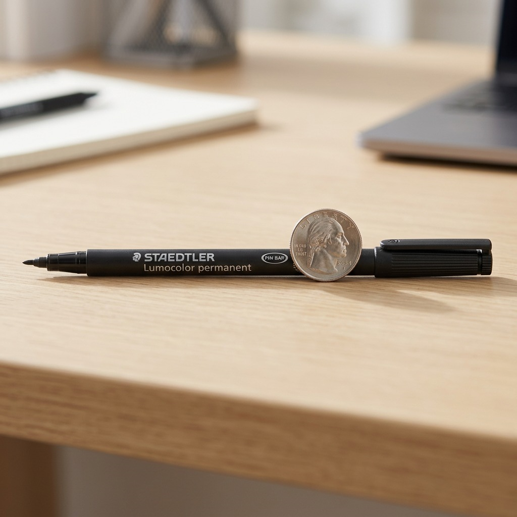 Pure, high-resolution main product image of the STAEDTLER Lumocolor permanent black fine tip marker (313-9) on a white background.