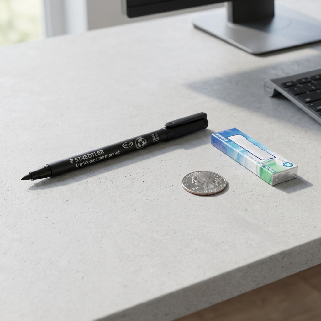 High-resolution hero shot of the STAEDTLER Lumocolor permanent chisel tip black marker.