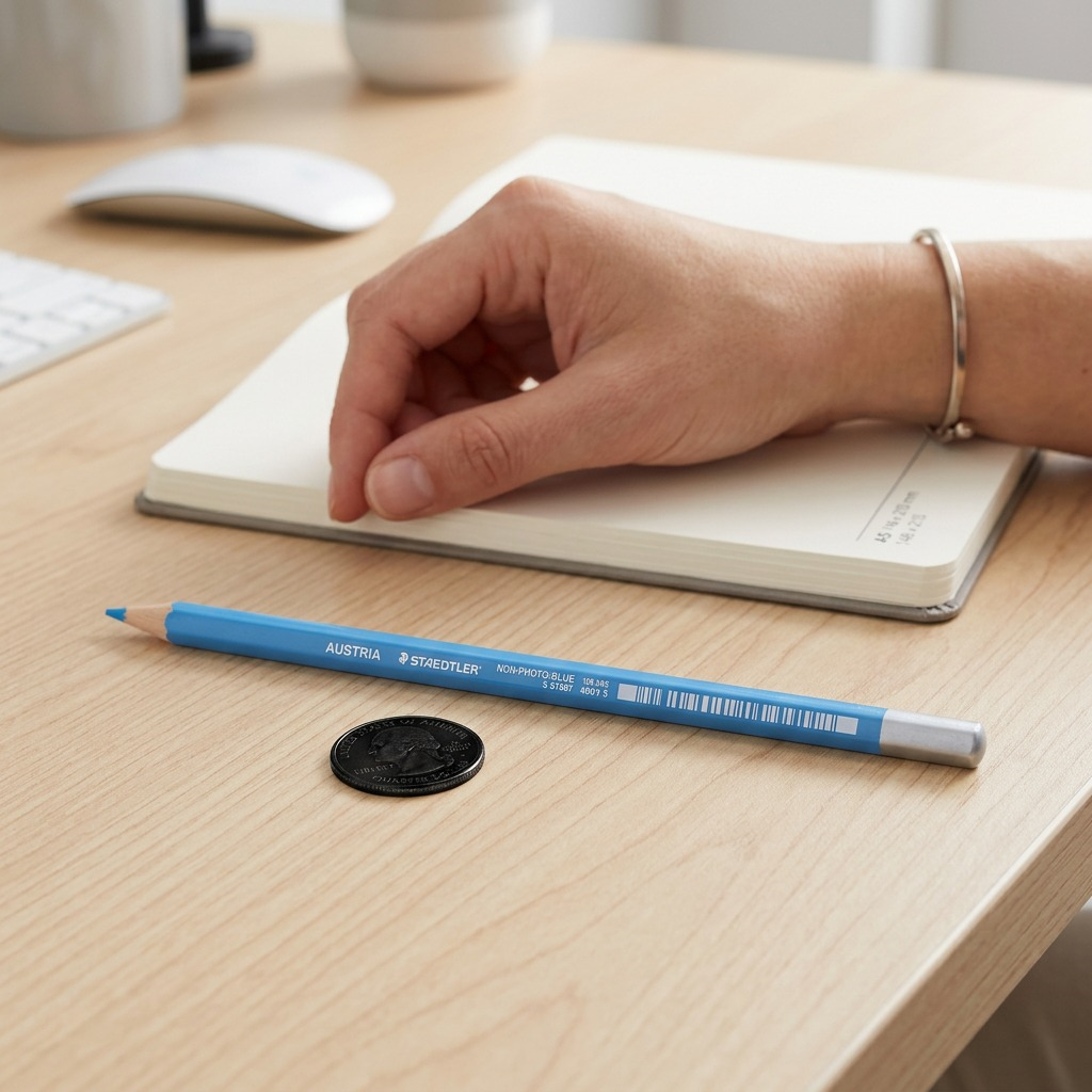 A high-resolution, pure white background product image capturing the light blue Staedtler 108-30-02 Non-Photo Blue Pencil in sharp, natural detail.