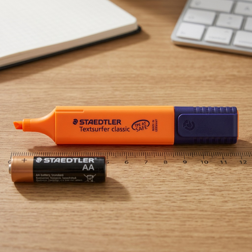 A high-resolution, centered view of the flat Staedtler Textsurfer classic orange highlighter with its cap on, against a pure white background.
