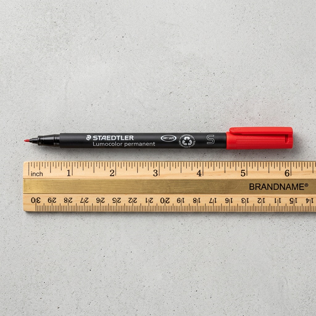 STAEDTLER Lumocolor 313-2 superfine permanent marker with red ink.
