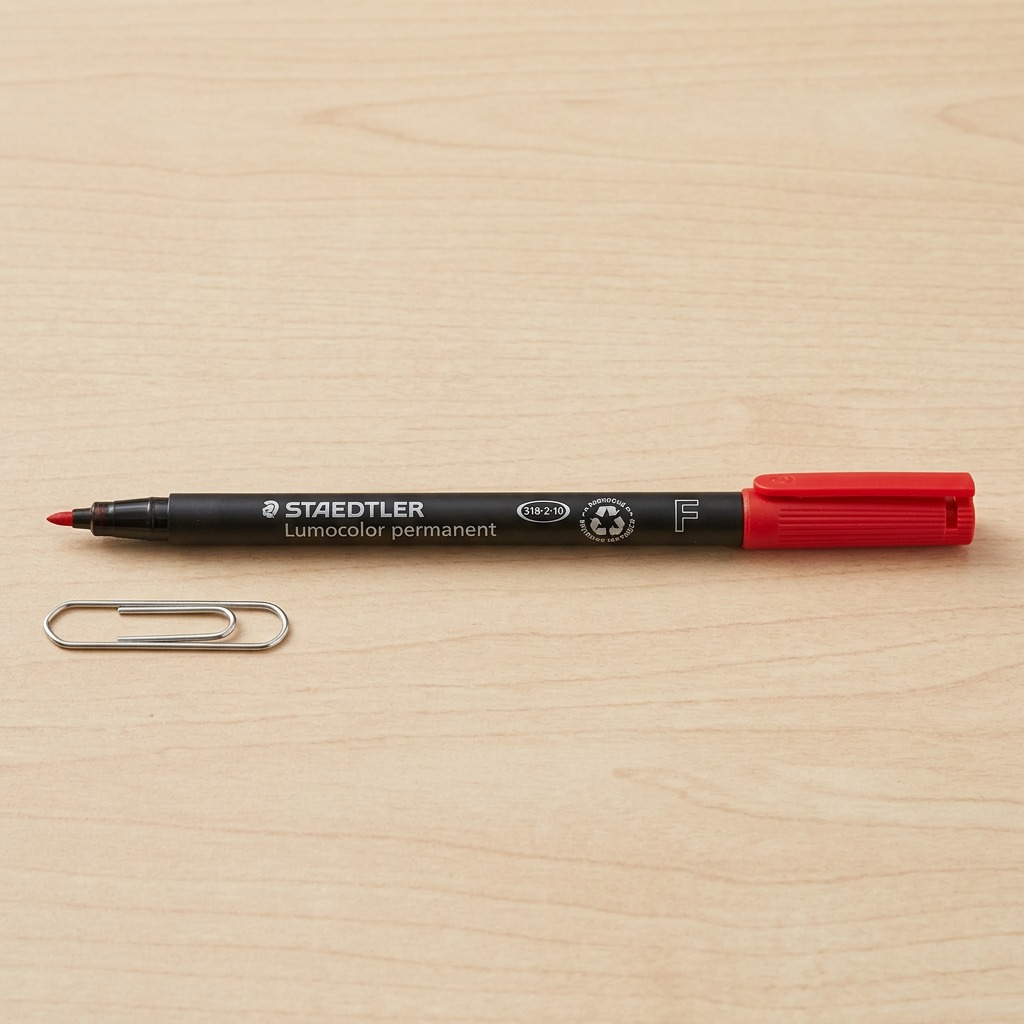 STAEDTLER Lumocolor 318-2 Red Fine Permanent Marker, canonical brand markings.