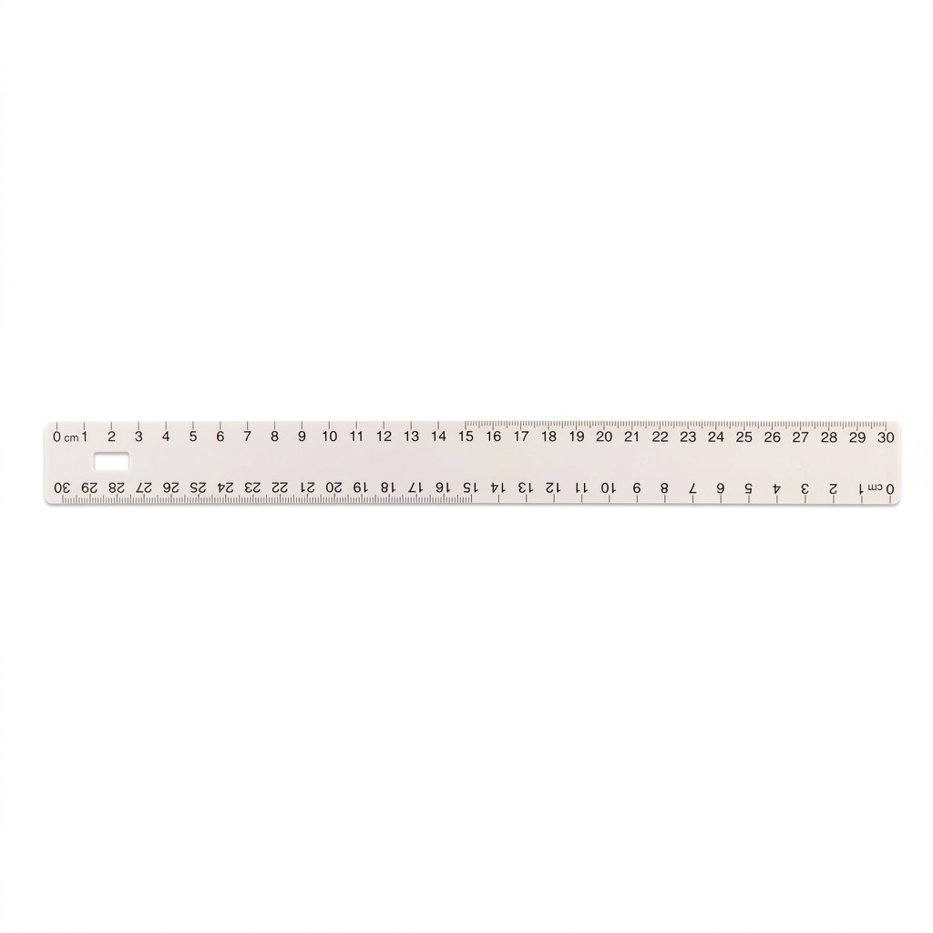 A high-resolution, centered view of the Westcott 30cm white plastic ruler on a pure white background.