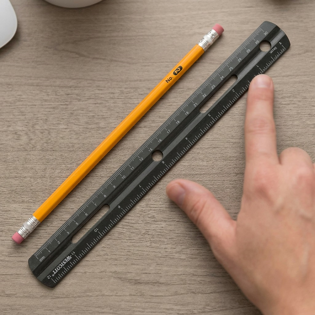 A crisp, high-resolution hero shot of the Westcott 30cm/12" KleenEarth Recycled Ruler on a white background.