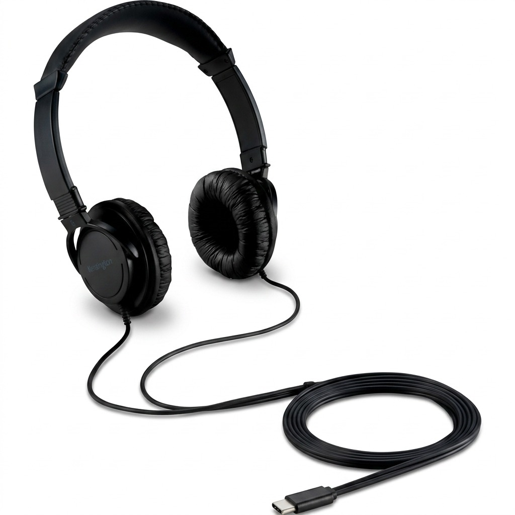 Kensington K97456WW USB-C HiFi Head Phones full hero shot on a pure white background.