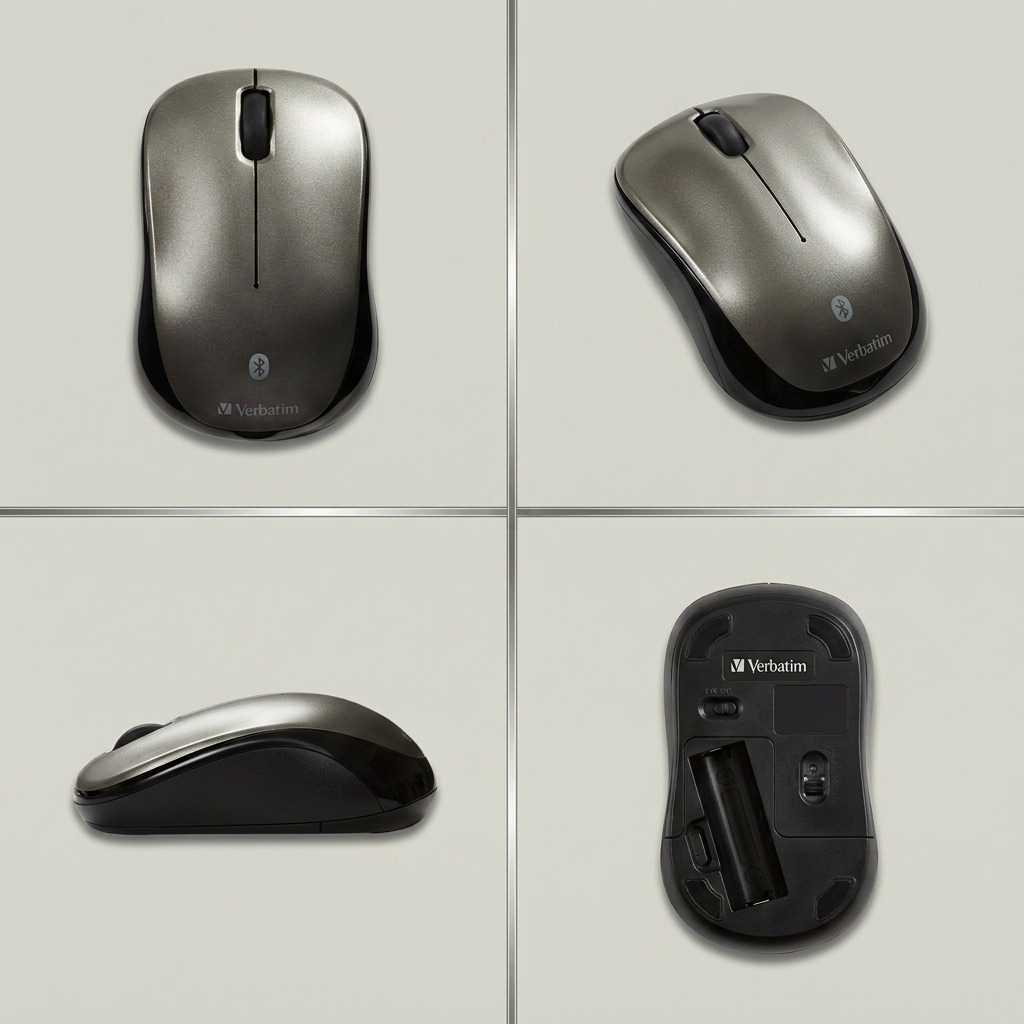 Verbatim Bluetooth Wireless LED Mouse in Graphite, high-resolution hero shot on a white background.