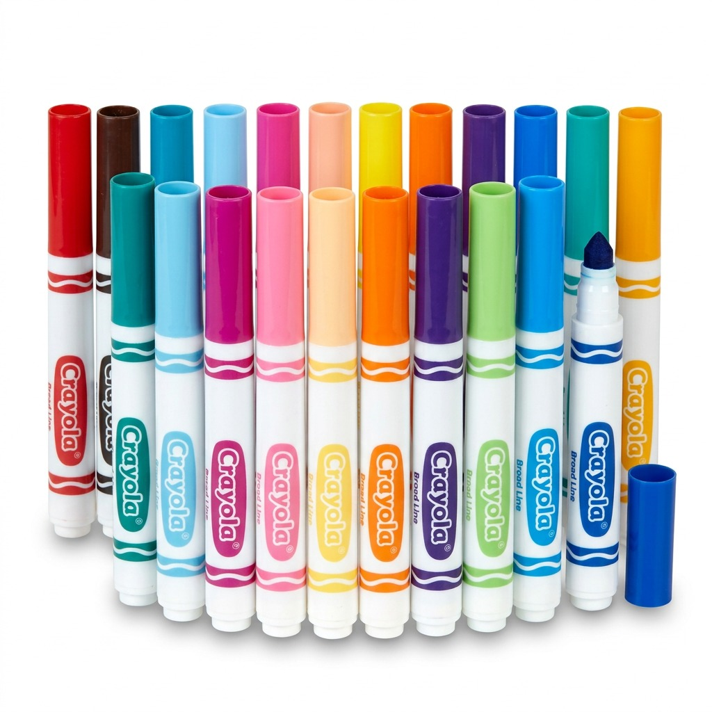A 16-count set of Crayola Ultra-Clean Washable Broad Line Markers in a variety of vibrant colors.