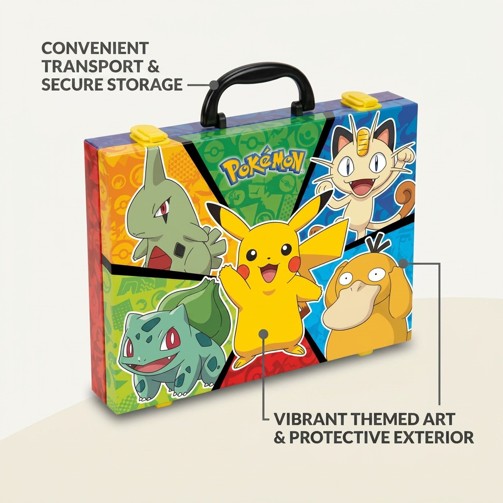 Crayola Pokémon Art Case with carrying handle, protective exterior, and vibrant character graphics.