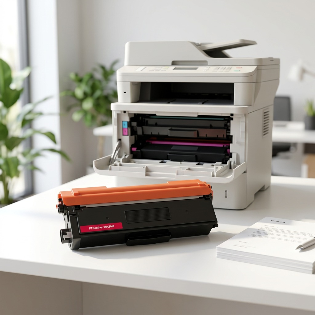 A high-resolution ecommerce product photo of a generic magenta TN436 compatible toner cartridge.