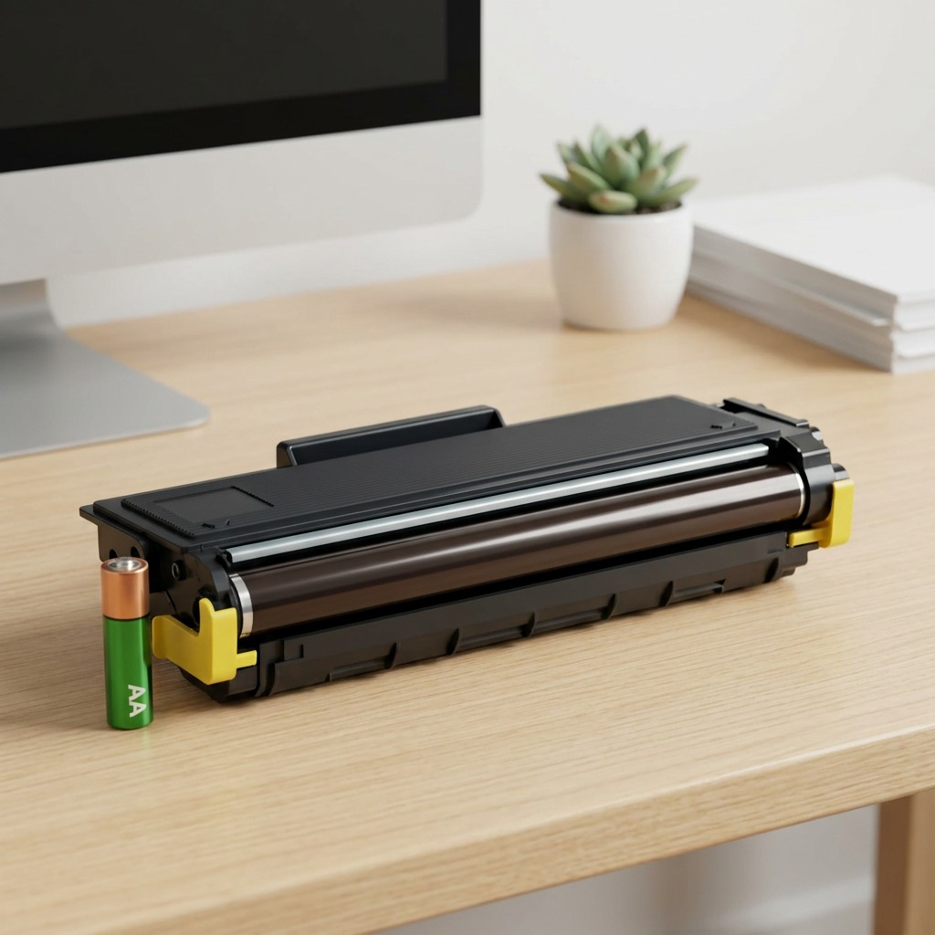 TN460 black toner cartridge with distinctive yellow handle, isolated on a pure white background.