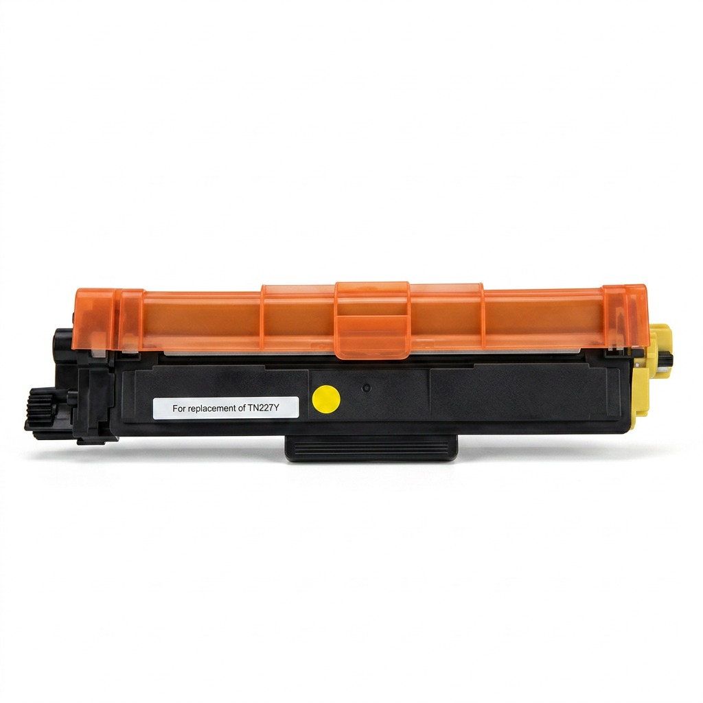 High-resolution hero shot of the Balloon Brand CTTN227Y (TN227Y) yellow toner cartridge.