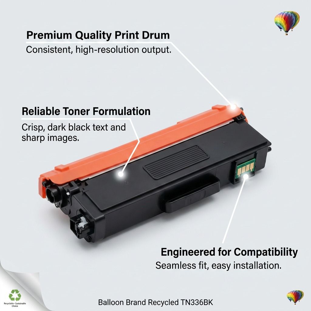 Balloon Brand – Cartouche de toner TN336BK compatible Brother noir