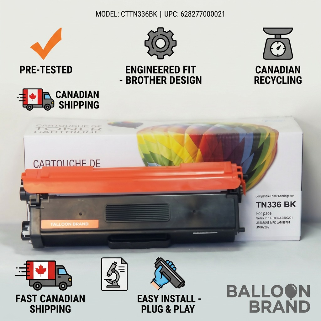 Balloon Brand – Cartouche de toner TN336BK compatible Brother noir