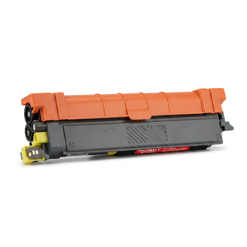 A high-resolution, centered view of the Balloon Brand-compatible TN229XL Yellow toner cartridge.