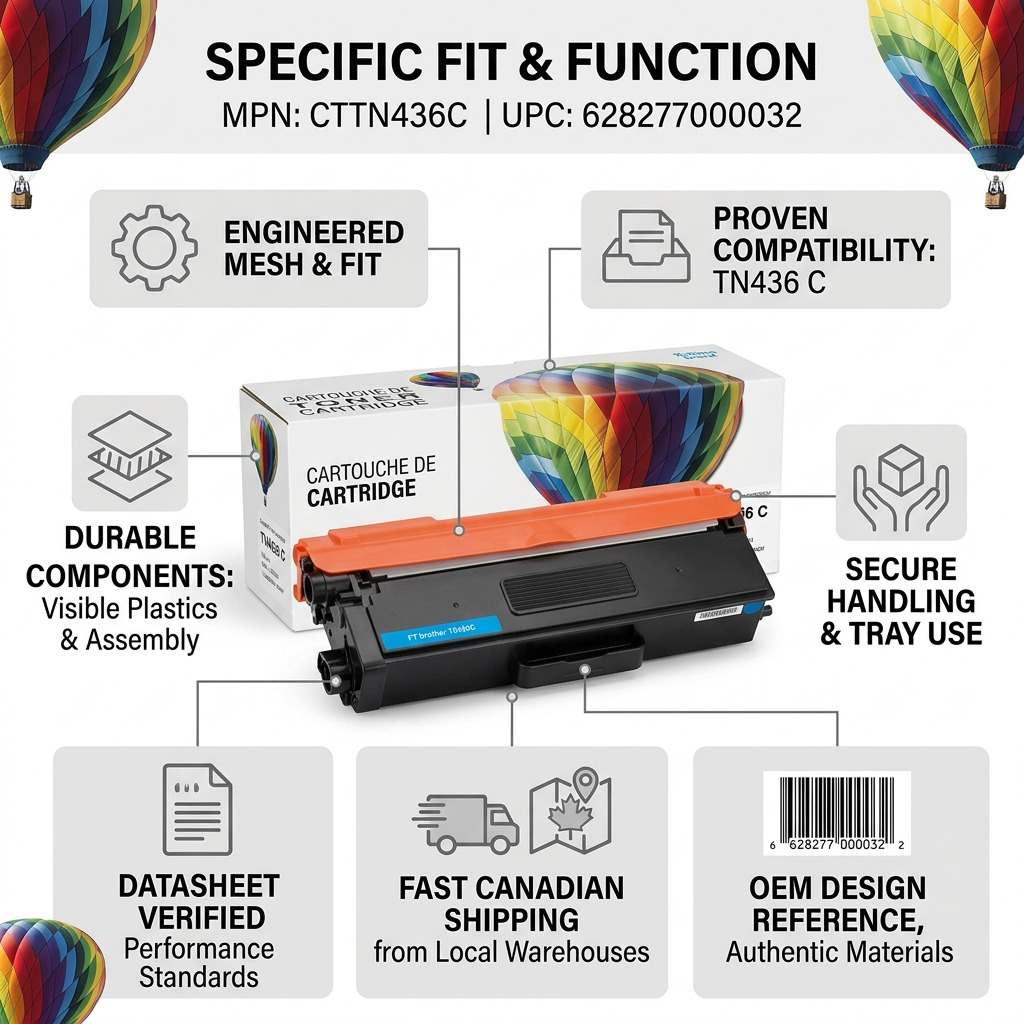 Balloon Brand – Cartouche de toner TN436C compatible Brother cyan