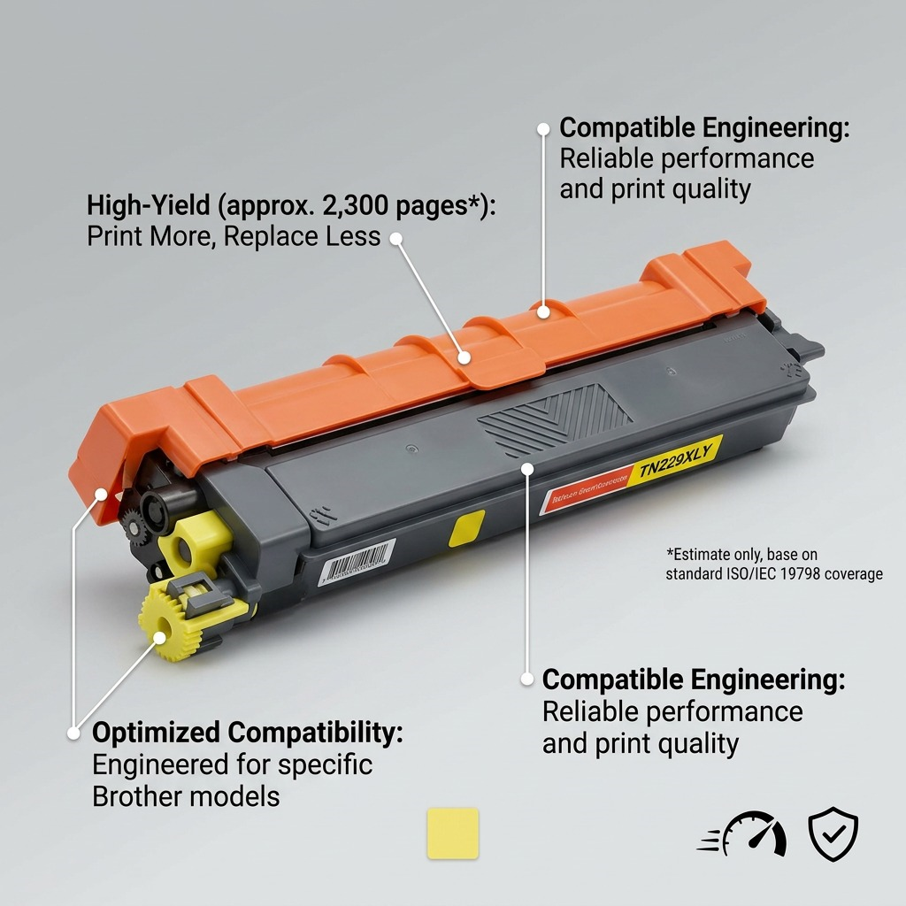 Balloon Brand – Cartouche de toner TN229XLY compatible Brother jaune