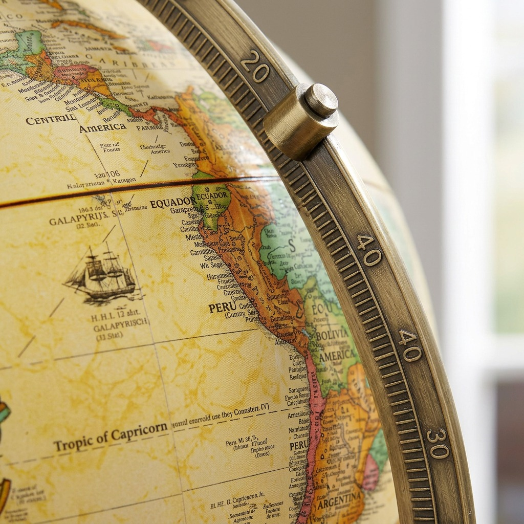 Replogle Sierra – Globe de bureau 12 po antique EN — Gros plan de la cartographie et des détails