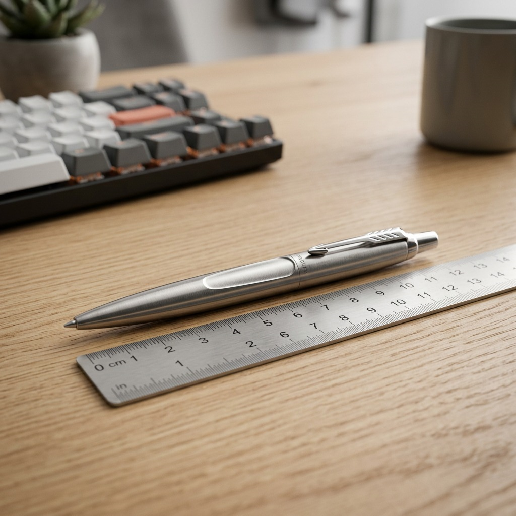Parker Jotter XL – Stylo-bille acier inoxydable — gros plan sur les détails, réf. 2122760