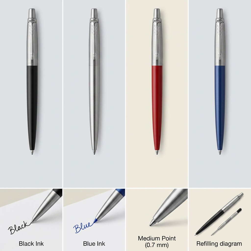 Parker Jotter Originals – Stylo gel noir 0,7 mm — gros plan sur les détails, réf. 2140500